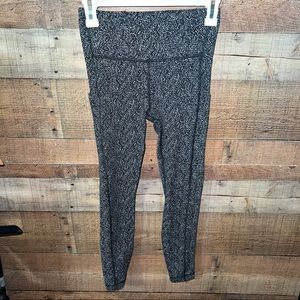 Athleta Marbled Black Leggings Yoga Workout Active XS